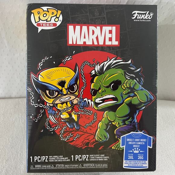Funko POP! Tees Wolverine VS Hulk Unisex 2XL T-Shirt & Wolverine Funko Pop! - Picture 2 of 7